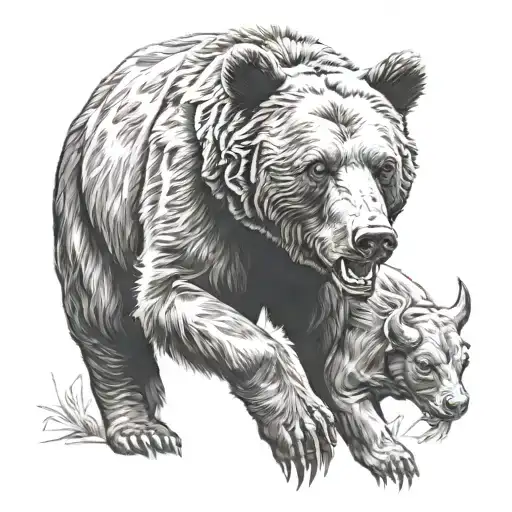 bear and bull  tattoo design idea