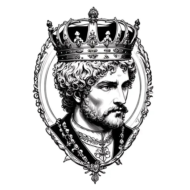 A king crowning a prince crown tattoo design idea