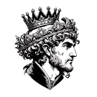 A king crowning a prince crown tattoo design idea