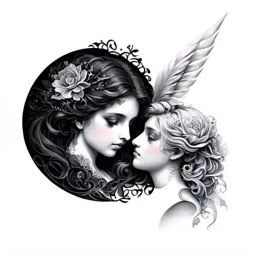 Eros and psyche tattoo design idea
