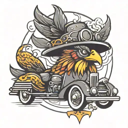 gangster chicken lowrider tattoo design idea