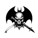 Batman symbol, great white sharks, skulls or skeletons or bones, dark hearts, a samurai sword  tattoo design idea
