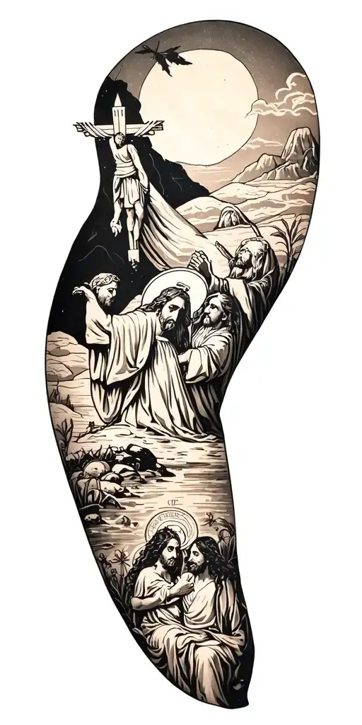 Christian sleeve depicting stories from the old testament  tattoo design idea