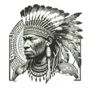 African Warrior With Native American headress pattern incorporating tattoo design idea