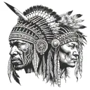 African Warrior With Native American headress pattern incorporating tattoo design idea