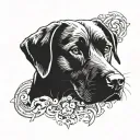 black lab face inside tattoo design idea