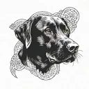 black lab face inside tattoo design idea