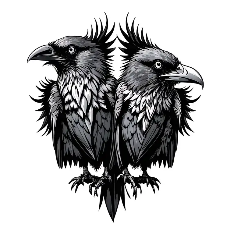 Ravens Huginn and Muninn tattoo design idea