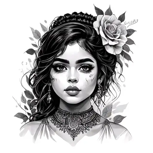 chola girl tattoo design idea