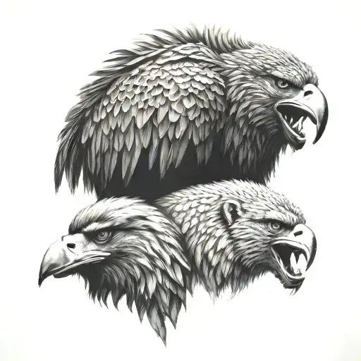 Eagle wolf gorilla elephant totem tattoo design idea