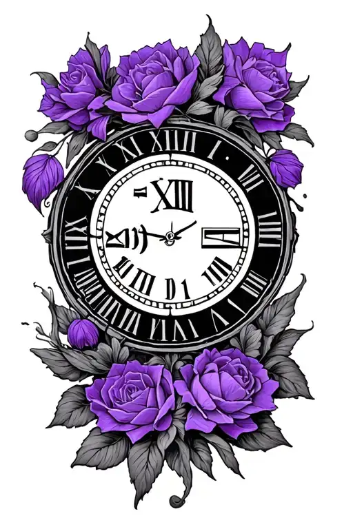05/31/2019 in roman numerals with violet around it  tattoo design idea