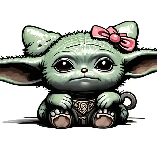 hello kitty baby Yoda tattoo design idea