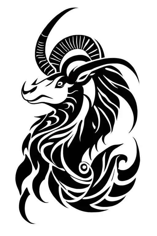 capricorn sea goat tattoo design idea