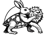 Turtle kicks Rabbit transforming in lion but better tattoo design idea