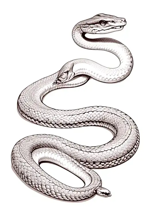 Burmese python snake with fancy B attached near the bottom tattoo design idea