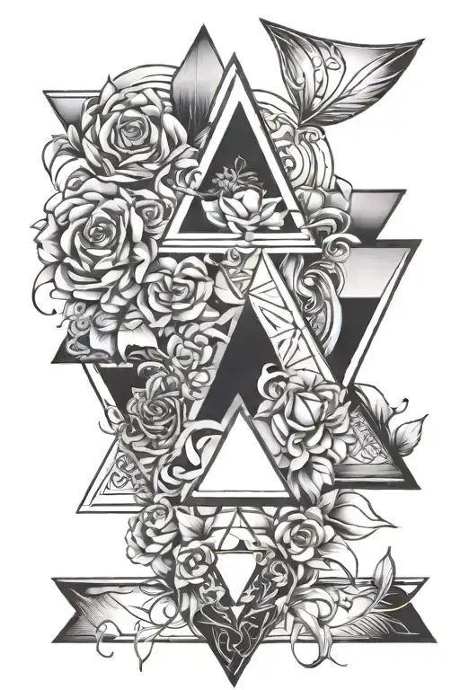 triangle family minimalist fore arm sleeve tattoo design idea