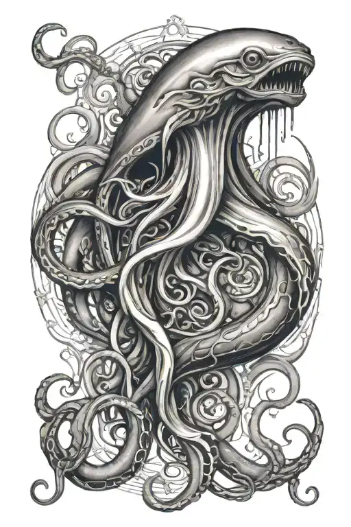 giant squid tattoo design idea