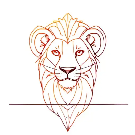 An abstract lion cub with fine gradient lines. tattoo design idea