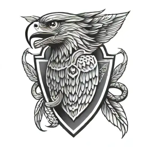 Snake Eagle shield tattoo design idea
