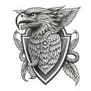 Snake Eagle shield tattoo design idea