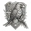 Snake Eagle shield tattoo design idea