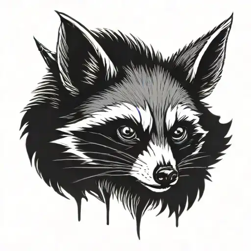 raccoon with horns and devil wings tattoo design idea