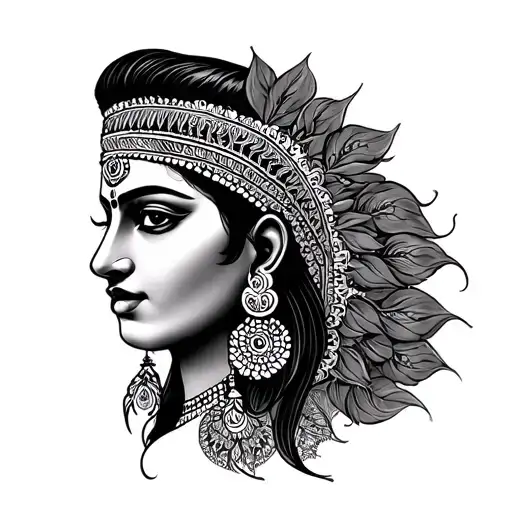 with Indian trisul and om with talwar tattoo design idea