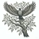 Phoenix Bird Inside A Tree Of Life tattoo design idea