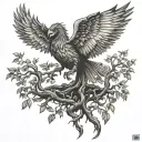 Phoenix Bird Inside A Tree Of Life tattoo design idea