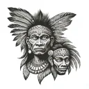 Taino Indian faces tattoo design idea
