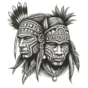Taino Indian faces tattoo design idea