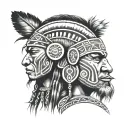 Taino Indian faces tattoo design idea