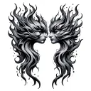 twin flame tattoo design idea