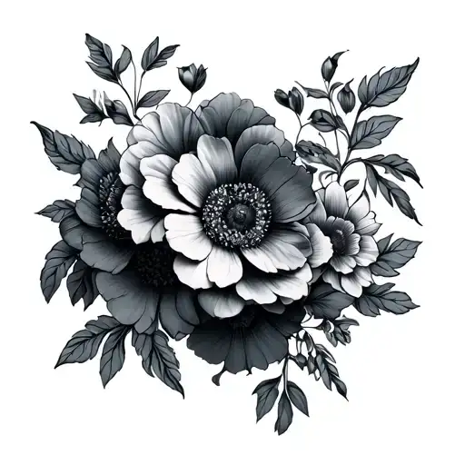 gemini with flowers tattoo design idea