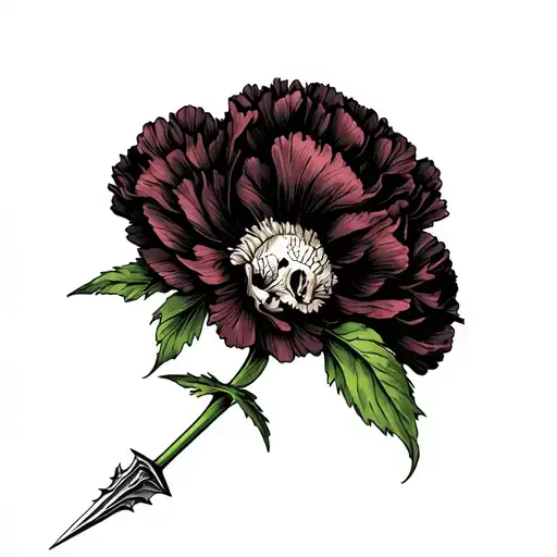 carnation death spear piercing tattoo design idea