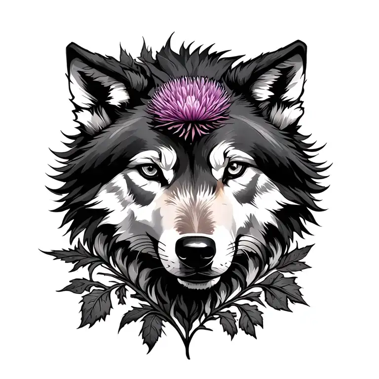 she wolf of Rome and Scottish Thistle work one flower tattoo design idea
