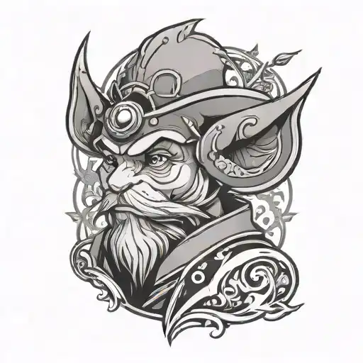 A tattoo of a historical figure from Scottish history portrayed as a Pokemon character, with a black-grey color scheme tattoo design idea