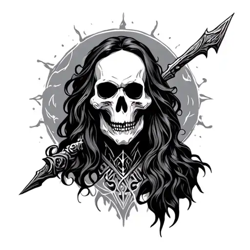 necromancer with Nordic background  tattoo design idea