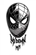 miles Morales Spiderman logo with web include the letters B M. May also take the mask with shadow lines tattoo design idea