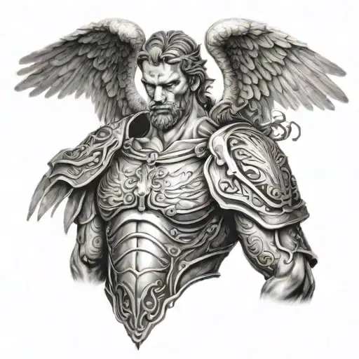 chest armor biblical angel tattoo tattoo design idea
