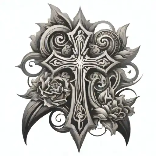 cross non-tribal  tattoo design idea
