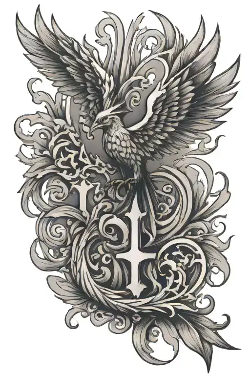 phoenix cross tattoo tattoo design idea