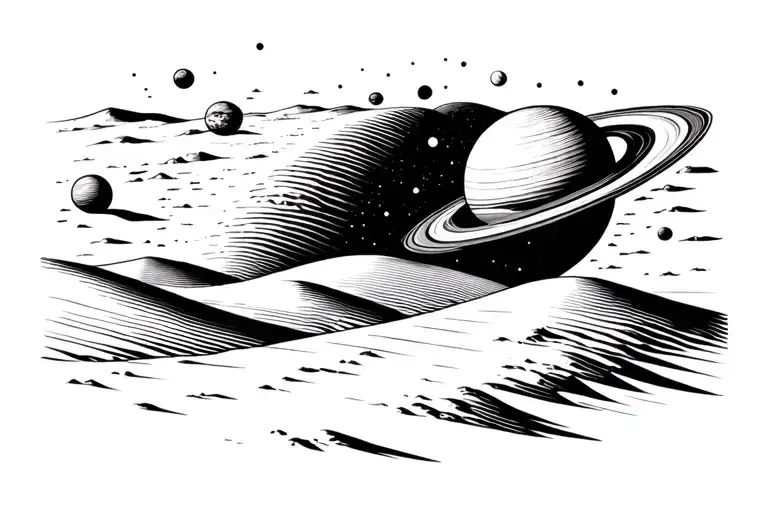 dunes sands unviverse space planets orbiting tattoo design idea