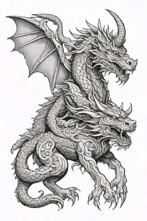 noringae with dog ox and dragon wrapped tattoo design idea