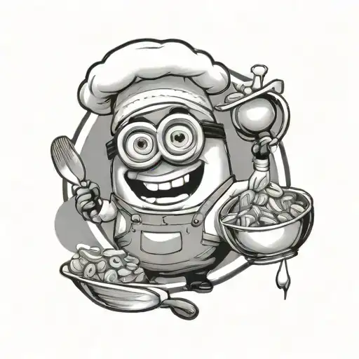 cute chef minion tattoo design idea