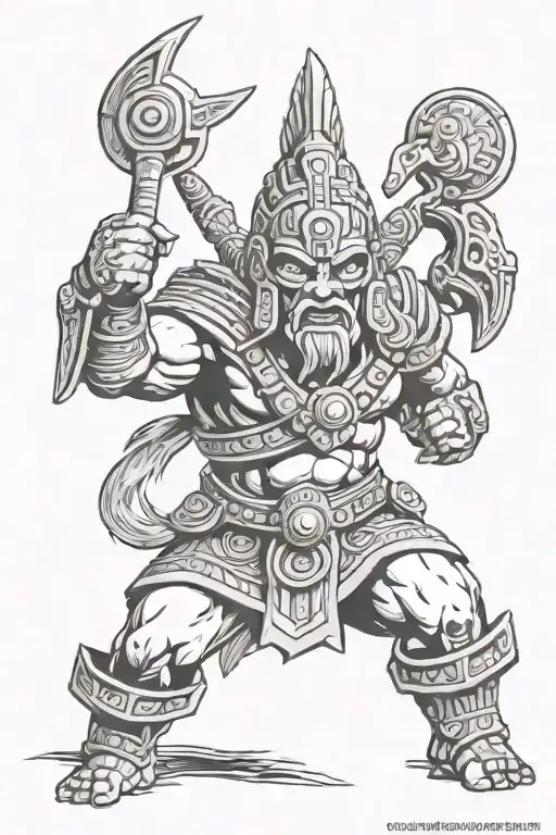 Aztec God Of War tattoo design idea