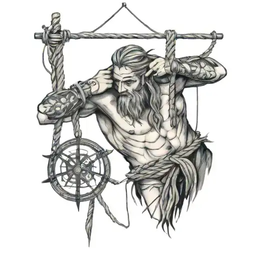 vegvisir and shibari tied tattoo design idea