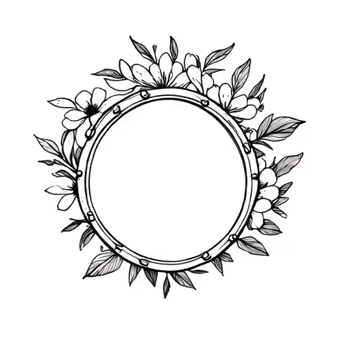 Drum and wild flowers tattoo design idea