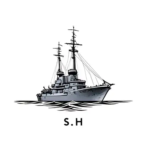 the USS Dubuque ship and the initials S.H to honor my dad who was in the navy who passed away  tattoo design idea