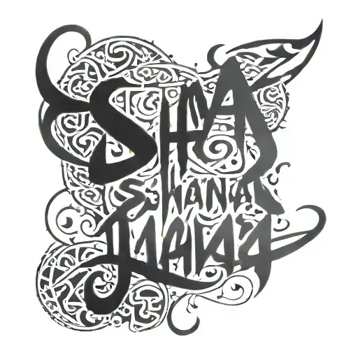 Arabic writing with the words Sahana and Ilara  tattoo design idea